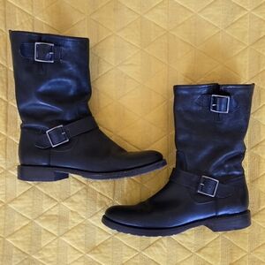 Women's FRYE Black Engineer Moto Boots Size 10